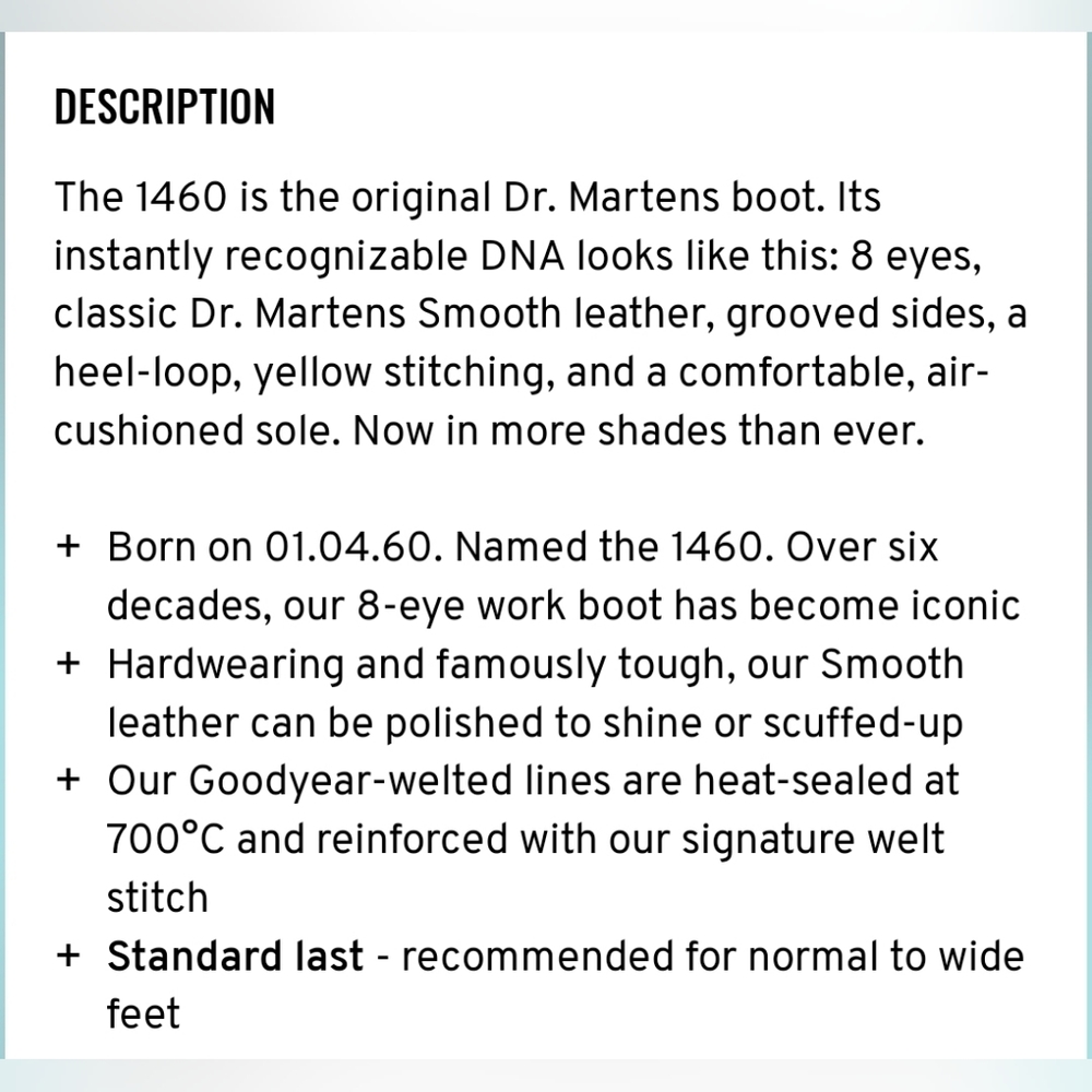 NEW 1460 Smooth White Leather Boots, Dr. Martens Unisex Ladies 9/Men's 8 - Picture 10 of 13